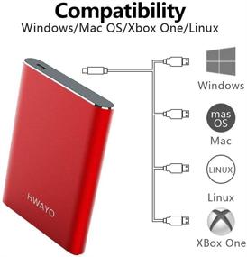 img 3 attached to Портативный внешний жесткий диск HWAYO на 320 Гб, USB 3.1 Gen 1 Type C Ultra Slim 2.5 дюйма, совместимый с ПК, настольным компьютером, ноутбуком, Mac, Xbox One (красный)