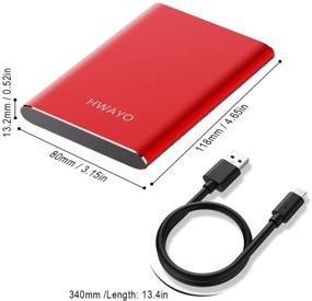 img 1 attached to Портативный внешний жесткий диск HWAYO на 320 Гб, USB 3.1 Gen 1 Type C Ultra Slim 2.5 дюйма, совместимый с ПК, настольным компьютером, ноутбуком, Mac, Xbox One (красный)