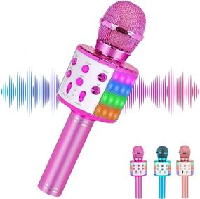 img 4 attached to 🎤 Беспроводной Bluetooth караоке микрофон для детей и взрослых: веселая певческая игрушка с днем рождения подарки для девочек от 3 до 10 лет, подростков и детей