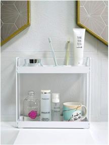 img 1 attached to 🧼 White 2-Tier Bathroom Vanity Tray Organizer - Versatile Storage Shelf for Cosmetics, Makeup, Kitchen Spices