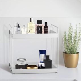 img 3 attached to 🧼 White 2-Tier Bathroom Vanity Tray Organizer - Versatile Storage Shelf for Cosmetics, Makeup, Kitchen Spices