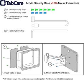 img 1 attached to 📱 TABcare Антиворовское акриловое крепление VESA для Apple iPad 10.2" (7/8/9) с Бесплатным Комплектом для Монтажа на Стену и Кабелем Зарядки Под Углом 90 градусов - Черный