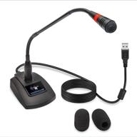🎙️ usb computer microphone: unidirectional condenser mic with mute button & led indicator - compatible with windows, mac, zoom, teams, youtube, skype, gaming, podium, court conference logo