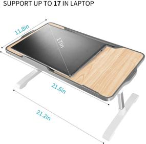 img 3 attached to 🛏️ JZBRAIN Регулируемый столик для ноутбука на кровати: складной, с вентилятором, идеально подходит для работы, игр, чтения в кровати, на диване, на полу, подходит для ноутбуков и планшетов от 10 до 15