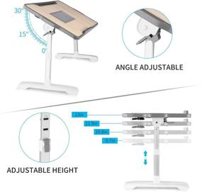 img 2 attached to 🛏️ JZBRAIN Adjustable Laptop Desk for Bed: Foldable, with Fan, Perfect for Working, Gaming, Reading on Bed, Couch, Floor, Fits 10-15" Laptops and Tablets