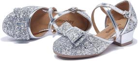 img 2 attached to 👑 Sittingley Glitter Toddler Princess Wedding Girls' Flat Shoes: Sparkling Style for Special Occasions