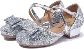 img 4 attached to 👑 Sittingley Glitter Toddler Princess Wedding Girls' Flat Shoes: Sparkling Style for Special Occasions