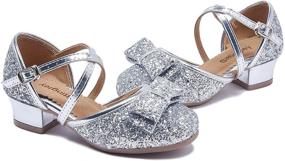 img 3 attached to 👑 Sittingley Glitter Toddler Princess Wedding Girls' Flat Shoes: Sparkling Style for Special Occasions