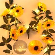 artificial sunflower garland - 7.2 ft silk sunflower vines with 20 led lights, 8 flower heads - battery powered fairy string lights for indoor home garden party bedroom wedding decor логотип