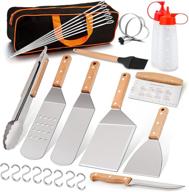 🔥 leonyo griddle accessories set of 27: heavy duty metal grilling spatula & bbq burger turner kit for cast iron flat top teppanyaki hibachi cooking - includes carrying bag, perfect men's gift логотип