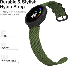 img 3 attached to 👉 Premium Woven Nylon Watch Band - Army Green | Compatible with Garmin Forerunner 235/220/230/620/630/735XT/Approach S20/S6/S5