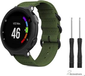 img 2 attached to 👉 Premium Woven Nylon Watch Band - Army Green | Compatible with Garmin Forerunner 235/220/230/620/630/735XT/Approach S20/S6/S5