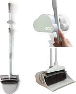 cqt broom and dustpan set: long handle, ideal for home, kitchen, industry, lobby floor sweeping – upright stand up dustpan cleans combo with broom holder logo