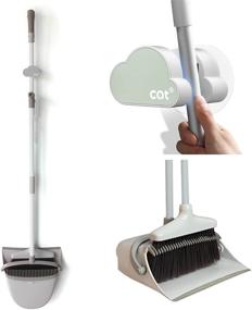 img 4 attached to CQT Broom and Dustpan Set: Long Handle, Ideal for Home, Kitchen, Industry, Lobby Floor Sweeping – Upright Stand Up Dustpan Cleans Combo with Broom Holder