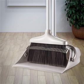 img 1 attached to CQT Broom and Dustpan Set: Long Handle, Ideal for Home, Kitchen, Industry, Lobby Floor Sweeping – Upright Stand Up Dustpan Cleans Combo with Broom Holder