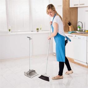 img 3 attached to CQT Broom and Dustpan Set: Long Handle, Ideal for Home, Kitchen, Industry, Lobby Floor Sweeping – Upright Stand Up Dustpan Cleans Combo with Broom Holder