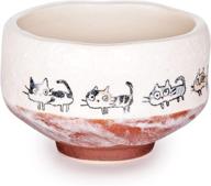 🍵 japanese traditional tea ceremony ippuku mini matcha bowl chawan mino tea cup 3.75" diameter – floral design with cats, textured glaze – handcrafted in japan логотип