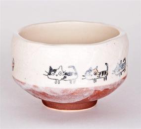 img 2 attached to 🍵 Japanese Traditional Tea Ceremony Ippuku Mini Matcha Bowl Chawan Mino Tea Cup 3.75" Diameter – Floral Design with Cats, Textured Glaze – Handcrafted in Japan