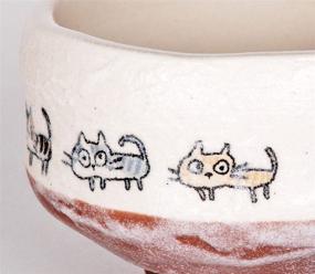 img 3 attached to 🍵 Japanese Traditional Tea Ceremony Ippuku Mini Matcha Bowl Chawan Mino Tea Cup 3.75" Diameter – Floral Design with Cats, Textured Glaze – Handcrafted in Japan