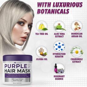 img 3 attached to Bellisso Purple Mask for Blonde Hair - Say Goodbye to Yellow and Copper Tones - Intense Color-Protecting Treatment with Keratin and Moroccan Argan Oil
