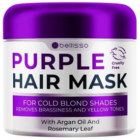 img 4 attached to Bellisso Purple Mask for Blonde Hair - Say Goodbye to Yellow and Copper Tones - Intense Color-Protecting Treatment with Keratin and Moroccan Argan Oil