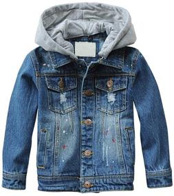 img 4 attached to 👕 Stylish Ripped Jacket Outwear for Boys' Cotton Clothing