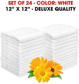 img 3 attached to 🌟 Talvania 24-Pack Super Absorbent Terry Towel Set - 100% Ring Spun Cotton White Wash Cloth with Border Design - Ideal for Face Wash, Gym, Spa, Home Bath - Long Lasting Multi-Purpose Towels - 12"X12