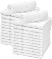 🌟 talvania 24-pack super absorbent terry towel set - 100% ring spun cotton white wash cloth with border design - ideal for face wash, gym, spa, home bath - long lasting multi-purpose towels - 12"x12 logo