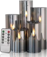 eywamage 5 pack slim flameless pillar candles in smoke gray glass batteries included логотип