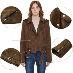 img 1 attached to 🧥 Charis Allure Women's Moto Jacket: Stylish Faux Suede Leather Coat with Asymmetrical Zippers and Belt