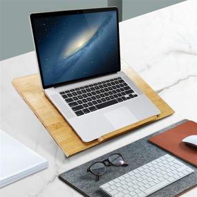 img 2 attached to 👍 Enhance Your Workstation with the Extra Large Laptop Stand Bamboo Wood by wishacc: Portable and Ventilated, with 5 Adjustable Angles for an Ergonomic Computing Experience