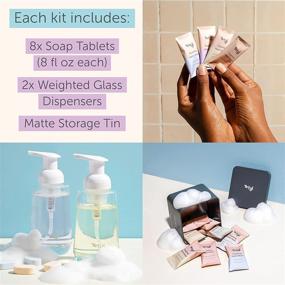 img 2 attached to 🧼 Tirtyl Smart Soap Duo Kit: Foaming Hand Soap Tablets - 8 Pack - 64 fl oz Total - Glass Foaming Dispensers - Storage Tin - Compostable Packaging - Variety Fragrance Pack