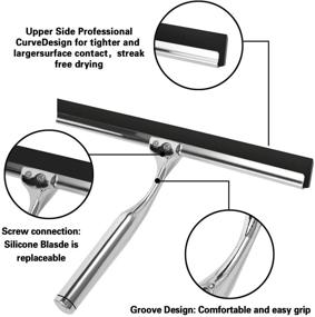 img 3 attached to 🚿 Stainless Steel Shower Squeegee - 12 Inches - Ideal for Shower Doors, Bathroom, Kitchen, Windows, and Car Glass