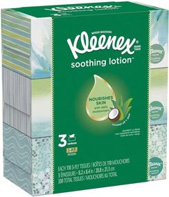 img 4 attached to 🧻 Kleenex Soothing Lotion Facial Tissues with Coconut Oil, Aloe & Vitamin E - 3 Flat Boxes, 110 Tissues per Box (330 Tissues Total)