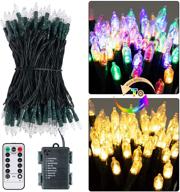 2 pack of battery operated christmas lights - 17.7 feet 50 clear mini string lights with remote. color changing lights for xmas tree, outdoor & indoor holiday party garden decor. warm white+multi color логотип