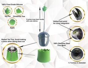 img 2 attached to Набор для заваривания чая из листьев TASSA с милой силиконовой ручкой и подносами - премиум чайные шарики-сита и заварочные корзины + бонусная нержавеющая стальная ложка
