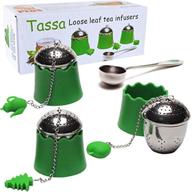 ☕ tassa loose leaf tea infuser set with cute silicone handle & trays - premium tea ball strainers and steepers + bonus stainless steel spoon logo