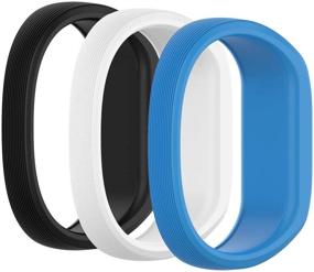 img 1 attached to 👦 (Pack of 3) Seltureone Band Compatible for Garmin Vivofit jr, jr 2, 3 Bands - All-in-one Silicon Stretchy Replacement Watch Bands for Kids - Boys & Girls - Small & Large Sizes (No Tracker) - Black, White, Azure