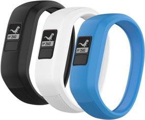 img 4 attached to 👦 (Pack of 3) Seltureone Band Compatible for Garmin Vivofit jr, jr 2, 3 Bands - All-in-one Silicon Stretchy Replacement Watch Bands for Kids - Boys & Girls - Small & Large Sizes (No Tracker) - Black, White, Azure