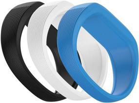img 2 attached to 👦 (Pack of 3) Seltureone Band Compatible for Garmin Vivofit jr, jr 2, 3 Bands - All-in-one Silicon Stretchy Replacement Watch Bands for Kids - Boys & Girls - Small & Large Sizes (No Tracker) - Black, White, Azure