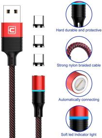 img 2 attached to 🔌 Магнитный кабель Type C, CAFELE 2 шт. 6.6 футовый магнитный USB C кабель с LED-подсветкой, поддержка быстрой зарядки QC 3.0 и передачи данных, нейлоновый оплетенный магнитный шнур для зарядки телефона для устройств Type C - Красный