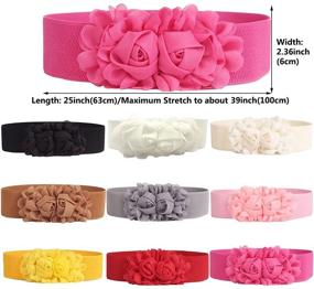 img 3 attached to Womens Elastic Stretch Double Flower Yellow Women's Accessories in Belts