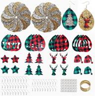 🎄 aouxseem 161 pcs christmas faux leather earrings making kit: beginner's delight with pre cut teardrop, reindeer, tree & star pieces, silver plate hooks and jump rings - ideal for festive jewelry diy (b) logo