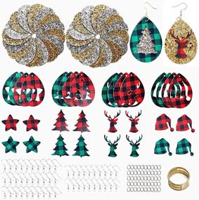 img 4 attached to 🎄 AOUXSEEM 161 Pcs Christmas Faux Leather Earrings Making Kit: Beginner's Delight with Pre Cut Teardrop, Reindeer, Tree & Star Pieces, Silver Plate Hooks and Jump Rings - Ideal for Festive Jewelry DIY (B)