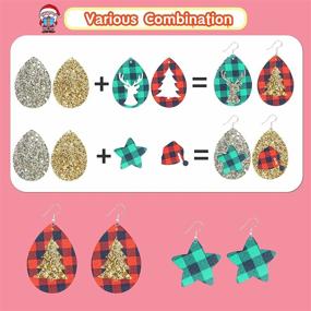 img 1 attached to 🎄 AOUXSEEM 161 Pcs Christmas Faux Leather Earrings Making Kit: Beginner's Delight with Pre Cut Teardrop, Reindeer, Tree & Star Pieces, Silver Plate Hooks and Jump Rings - Ideal for Festive Jewelry DIY (B)