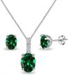 sterling simulated emerald necklace earrings women's jewelry logo
