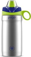 🧃 pogo 12oz insulated stainless steel leak proof water bottle with silicone straw - perfect for kids and toddlers (touchdown blue) logo