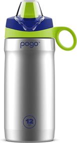 img 3 attached to 🧃 Pogo 12oz Insulated Stainless Steel Leak Proof Water Bottle with Silicone Straw - Perfect for Kids and Toddlers (Touchdown Blue)