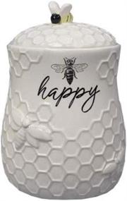 img 1 attached to Youngs Inc Ceramic Bee Treat Jar: A Stylish White and Black Storage Solution