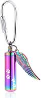 🐾 yinplsmemory angel wing paw print cylinder urn keychain: a touching cremation jewelry keepsake for human and pet ashes logo